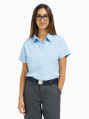 SS Performance Button-Down Shirt (Ladies - Light Blue/Light Stone