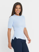 Short Sleeve Crew Neck Knit - Light Blue