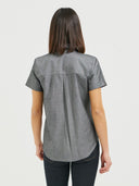 Boyfriend Short Sleeve Blouse - Grey Chambray