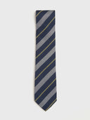 Textured Rep Tie - Navy/White/Yellow