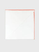 Coral Edged Pocket Square - White/Cora