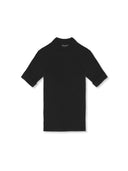 Short Sleeve Ribbed Mock Neck Knit - Black