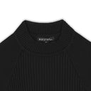 Short Sleeve Ribbed Mock Neck Knit - Black