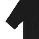 Short Sleeve Ribbed Mock Neck Knit - Black