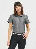 Boyfriend Short Sleeve Blouse - Grey Chambray