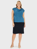 Cowl Neck Blouse - Aquamarine