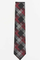 Graphic Squares Tie - Burgundy/Black/Grey