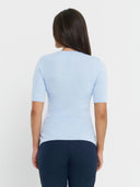 Short Sleeve Crew Neck Knit - Light Blue