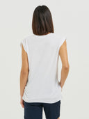Flowy Muscle Tee With Rolled Cuffs - White