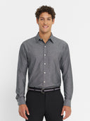 James Dress Shirt - Charcoal Chambray with Dots