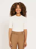 Short Sleeve Crew Neck Knit - Pearl