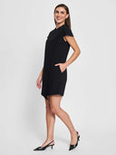 Veronica Asymmetrical Dress - Black/ Black