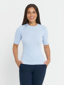 Short Sleeve Crew Neck Knit - Light Blue