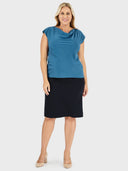 Cowl Neck Blouse - Aquamarine