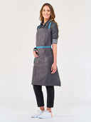 Bib Apron - Grey/Turquoise