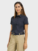 SS Performance Button-Down Shirt (Ladies - Navy/Light Stone