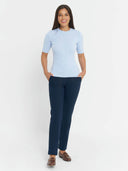 Short Sleeve Crew Neck Knit - Light Blue