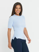 Short Sleeve Crew Neck Knit - Light Blue