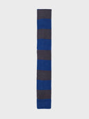 Striped Skinny Knit Tie - Blue/Grey