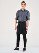 One Pkt Half Bistro Apron w/Pencil Divide - Black