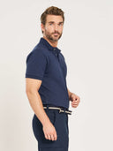 Cotton Pique Polo - Navy