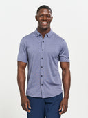 Gravitate Full-Button Polo - Navy Heather