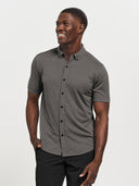 Gravitate Full-Button Polo - Dark Heather Grey