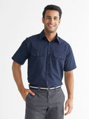 Short Sleeve Men's Solid Ripstop Shirt - Navy