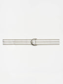 D-Ring Striped Ribbon Belt - Light Grey/White