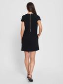 Veronica Asymmetrical Dress - Black/ Black