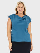 Cowl Neck Blouse - Aquamarine