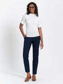 Short Sleeve Ribbed Mock Neck Knit - Pearl