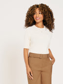 Short Sleeve Crew Neck Knit - Pearl