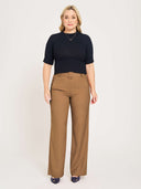 Short Sleeve Ribbed Mock Neck Knit - Deep Navy