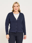 Women’s Cotton Stretch Cardigan Sweater - Navy Blazer
