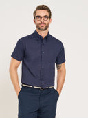 Performance Button-Down Short Sleeve - Navy/Light Stone