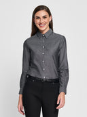 Essential Blouse - Charcoal Chambray Dots