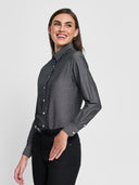 Essential Blouse - Charcoal Chambray Dots