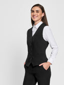Ladies' 6-Button Vest - Black