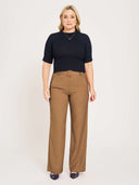 Short Sleeve Ribbed Mock Neck Knit - Deep Navy