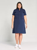 Housekeeping Dress with Mesh - Navy