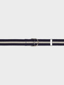 D-Ring Web Belt - Navy Blue/Natural